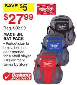 Dunham's Sports RAWLINGS MACH JR. BAT PACK offer