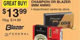 Dunham's Sports CHAMPION OR BLAZER 9MM AMMO offer