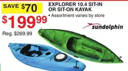Dunham's Sports SUNDOLPHIN EXPLORER 10.4 SIT-IN OR SIT-ON KAYAK offer