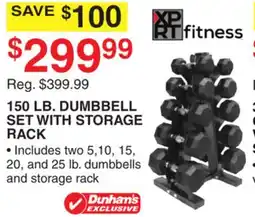 Dunham's Sports 150 LB. DUMBBELL SET WITH STORAGE RACK offer