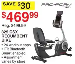Dunham's Sports PRO-FORM 325 CSX RECUMBENT BIKE offer
