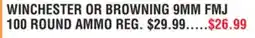 Dunham's Sports WINCHESTER OR BROWNING 9MM FMJ 100 ROUND AMMO offer