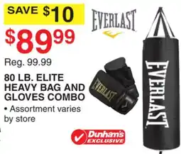 Dunham's Sports EVERLAST 80 LB. ELITE HEAVY BAG AND GLOVES COMBO offer