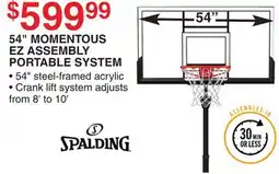 Dunham's Sports SPALDING 54 MOMENTOUS EZ ASSEMBLY PORTABLE SYSTEM offer