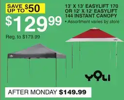 Dunham's Sports YOLI 13' X 13' EASYLIFT 170 OR 12' X 12' EASYLIFT 144 INSTANT CANOPY offer