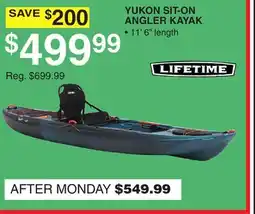 Dunham's Sports LIFETIME YUKON SIT-ON ANGLER KAYAK offer