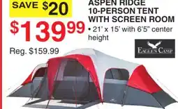 Dunham's Sports EAGLES CAMP ASPEN RIDGE 10-PERSON TENT WITH SCREEN ROOM offer