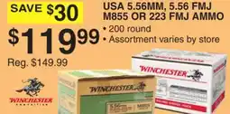 Dunham's Sports WINCHESTER USA 5.56MM, 5.56 FMJ M855 OR 223 FMJ AMMO offer