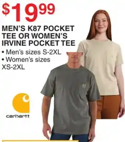 Dunham's Sports CARHARTT MEN'S K87 POCKET TEE OR WOMEN'S IRVINE POCKET TEE offer