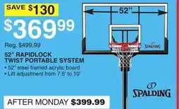 Dunham's Sports SPALDING 52 RAPIDLOCK TWIST PORTABLE SYSTEM offer