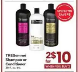 Safeway Tresemme Shampoo or Conditioner offer
