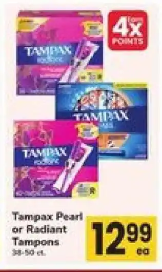 Safeway Tampax Pearl or Radiant Tampons offer