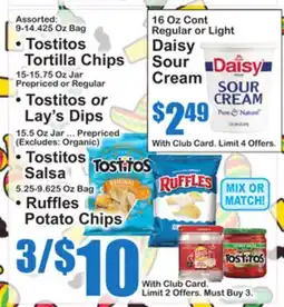 SuperFresh • Tostitos Tortilla Chips • Tostitos or Lay's Dips • Tostitos Salsa • Ruffles Potato Chips offer