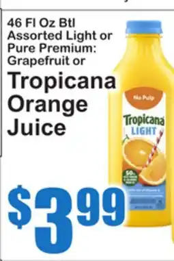 SuperFresh 46 Fl Oz Btl Assorted Light or Pure Premium: Grapefruit or Tropicana Orange Juice offer