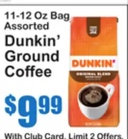 SuperFresh 11-12 Oz Bag Assorted Dunkin' Ground Coffee offer