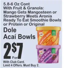 SuperFresh Dole Açaí Bowls offer