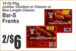 SuperFresh Jumbo: Chicken or Classic or Bun Length Classic Bar-S Franks offer