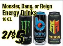 Western Beef Monster, Bang, or Reign Energy Drinks offer