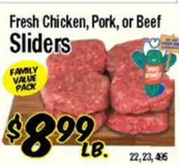 Western Beef Fresh Chicken, Pork, or Beef Sliders offer