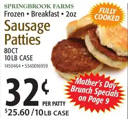 Restaurant Depot SPRINGBROOK FARMS Sausage Patties offer