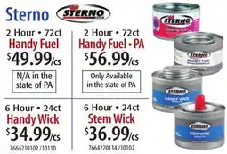 Restaurant Depot Sterno Handy Fuel • PA, Handy Wick, Stem Wick offer