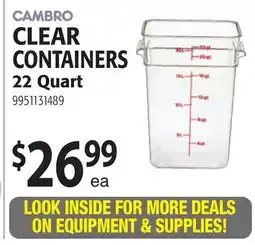 Restaurant Depot CAMBRO CLEAR CONTAINERS offer
