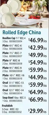 Restaurant Depot Rolled Edge China offer