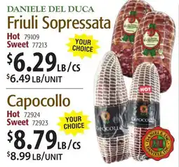 Restaurant Depot DANIELE DEL DUCA Friuli Soppressata, Capocollo offer