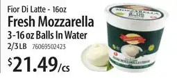 Restaurant Depot Fior Di Latte - 16oz Fresh Mozzarella 3-16 oz Balls In Water offer