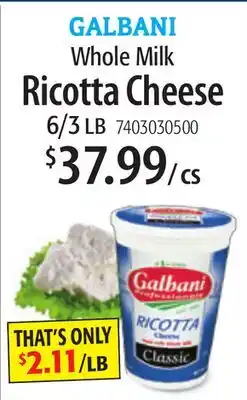 Restaurant Depot GALBANI Whole Milk Ricotta Cheese offer