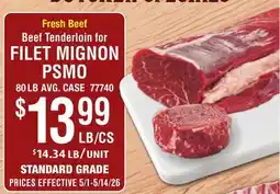 Restaurant Depot Fresh Beef Beef Tenderloin for FILET MIGNON PSMO offer