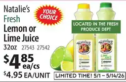 Restaurant Depot Natalie's Fresh Lemon or Lime Juice offer