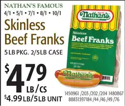 Restaurant Depot NATHAN'S FAMOUS Skinless Beef Franks offer