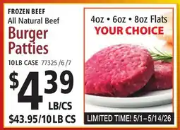 Restaurant Depot FROZEN BEEF All Natural Beef Burger Patties offer