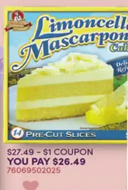 Restaurant Depot Limoncello Mascarpone Cake offer