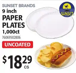 Restaurant Depot SUNSET BRANDS 9 inch PAPER PLATES offer