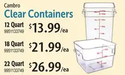 Restaurant Depot Cambro Clear Containers offer