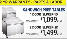 Restaurant Depot SANDWICH PREP TABLES offer