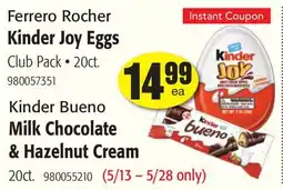 Restaurant Depot Ferrero Rocher Kinder Joy Eggs, Kinder Bueno Milk Chocolate & Hazelnut Cream offer