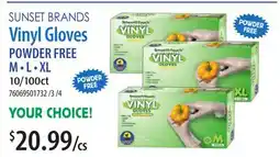 Restaurant Depot SUNSET BRANDS Vinyl Gloves offer