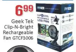 General Discount Geek Tek Clip-N-Bright Rechargeable Fan GTCF3006 offer