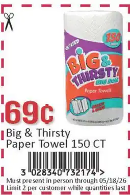 General Discount Big & Thirsty Paper Towel 150 CT offer