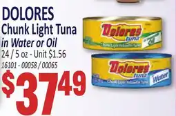 Jetro DOLORES Chunk Light Tuna in Water or Oil offer