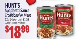 Jetro HUNT'S Spaghetti Sauce Traditional or Meat offer