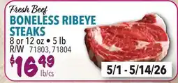 Restaurant Depot Fresh Beef BONELESS RIBEYE STEAKS offer