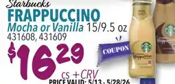 Restaurant Depot Starbucks FRAPPUCCINO Mocha or Vanilla offer