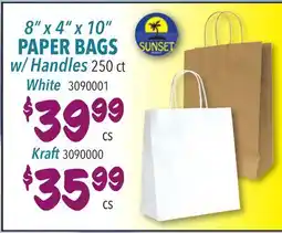 Restaurant Depot 8 x 4 x 10 PAPER BAGS w/ Handles offer