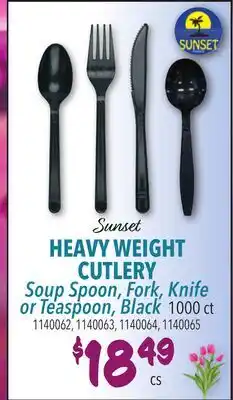 Restaurant Depot Sunset HEAVY WEIGHT CUTLERY Soup Spoon, Fork, Knife or Teaspoon, Black offer