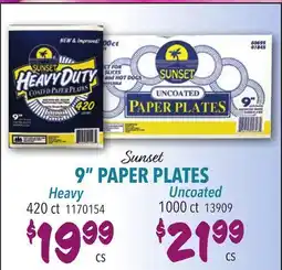 Restaurant Depot Sunset 9 PAPER PLATES offer