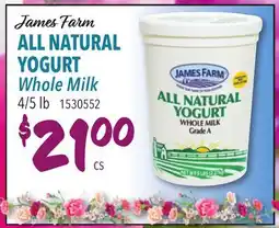 Restaurant Depot James Farm ALL NATURAL YOGURT Whole Milk offer